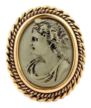 Oval Lava Lady Cameo18k Yellow Gold Ring - Size 6