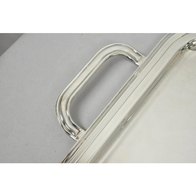 Modern Late 20th Century Contemporary Modern Landes Silver Plated Rectangular Bar Serving Platter Tray For Sale - Image 3 of 12
