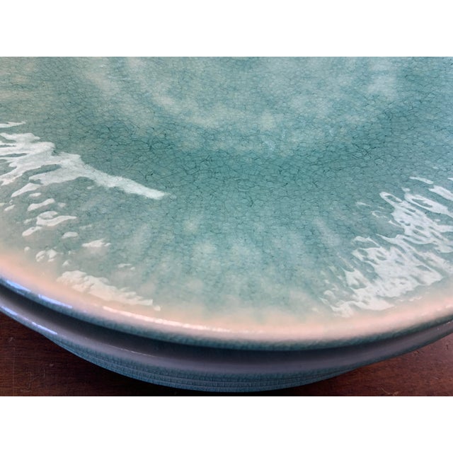 Contemporary 21st Century Jars Ceramics Tourron Traditional Dinner Plate 10.5” Set of Six Light Teal For Sale - Image 3 of 7