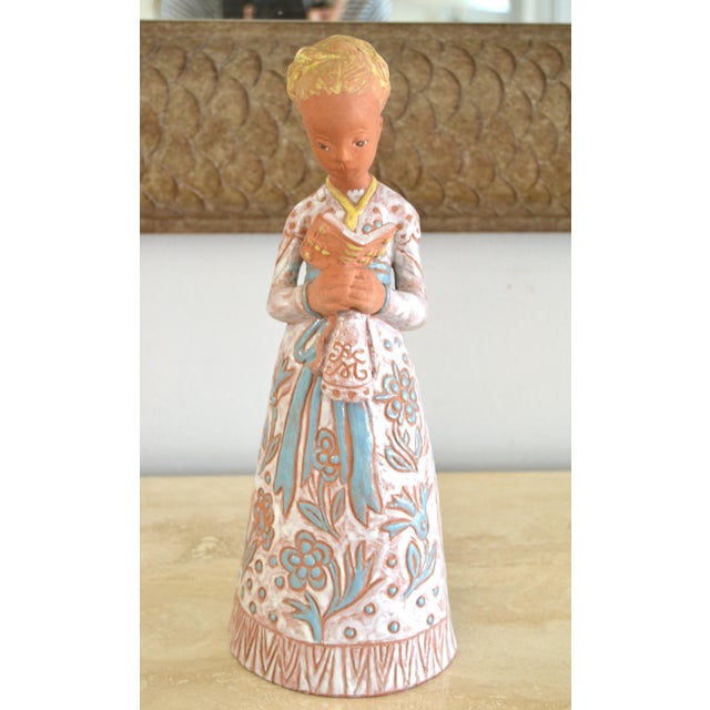 1950s 1950s Margit Kovács Stylized Reading Girl Clay Sculpture Budapest Hungary For Sale - Image 5 of 15