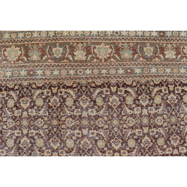 Textile Early 20th Century Persian Tabriz Antique Rug in Herati Design in Dark Arginine Blue and Tan For Sale - Image 7 of 13