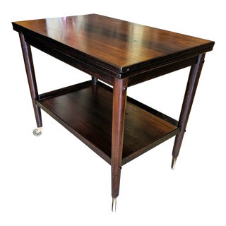 1960s Vintage Danish Grete Jalk Mid Century Modern Rosewood Cocktail Bar Cart on Caster Wheels For Sale