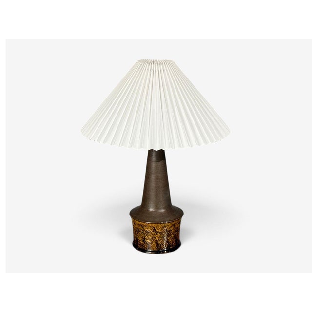 Mid-Century Modern 1960s Nils Kähler, Large Table Lamp, Brown Glazed Stoneware For Sale - Image 3 of 12