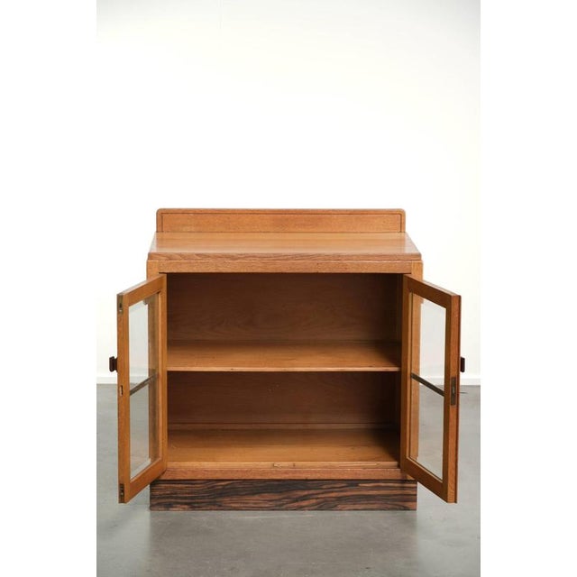 Art Deco Amsterdam School Dutch Oak Cabinet with Glass Doors For Sale - Image 3 of 13