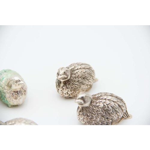 Miniature Silver Partridges, Set of 5 For Sale - Image 3 of 4