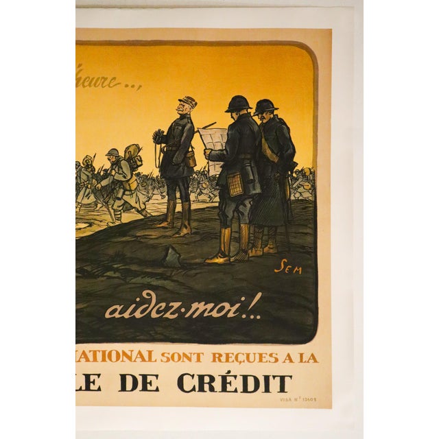 French 1916 French World War One Propaganda Poster, Pour Le Dernier Quart D'Heure.., Banque Nationale De Crédit- s.e.m "Banque Nationale De Crédit" For Sale - Image 3 of 3