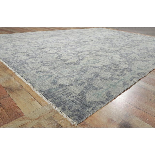 Textile 2010s Vintage Blue Earth-Tone Ikat Rug, 09'11 X 14'00 For Sale - Image 7 of 10