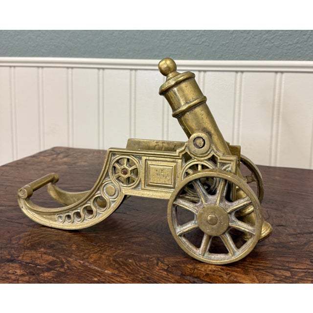 Vintage English Brass Minature Model Cannon & Carriage For Sale - Image 9 of 18