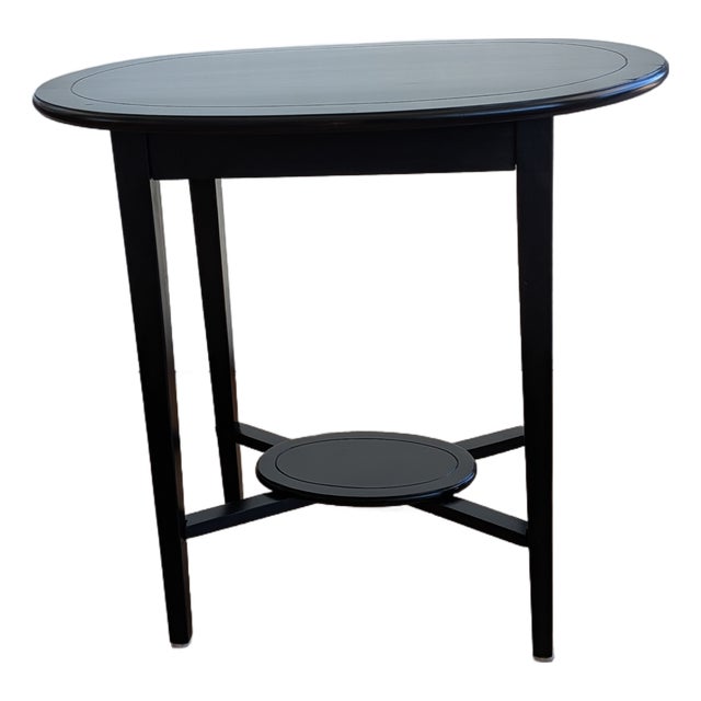 Black Oval High Occasional Wooden Table Unknown Maker For Sale