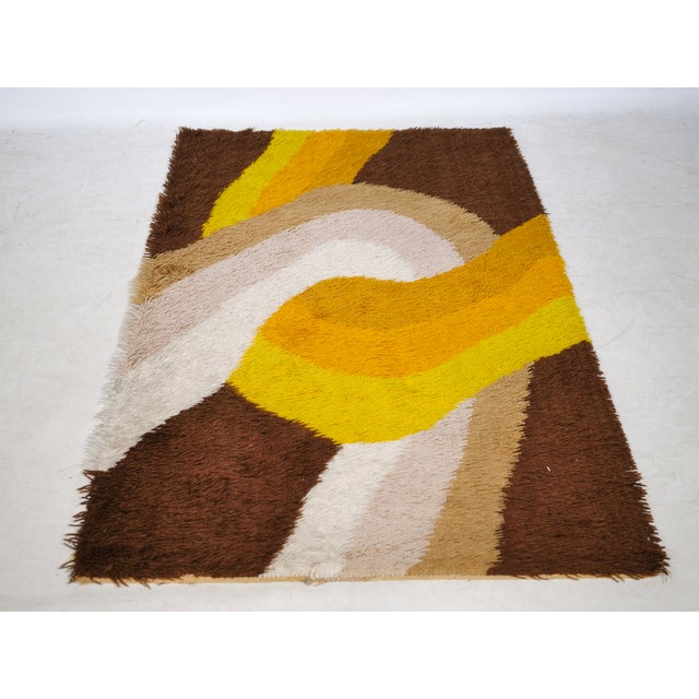 Vintage Space Age Wool Rug by Desso in Brown and Yellow, 1970s For Sale - Image 10 of 10