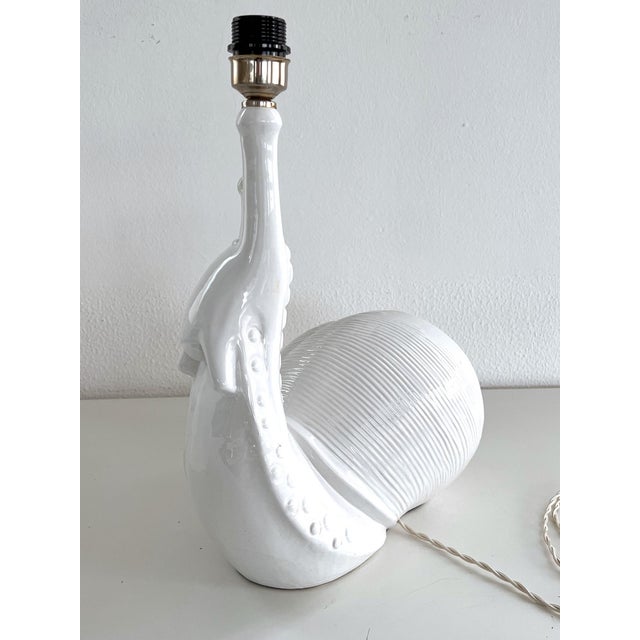 1970s Mid-Century Italian Ceramic Snail Table Lamp, 1970s For Sale - Image 5 of 13