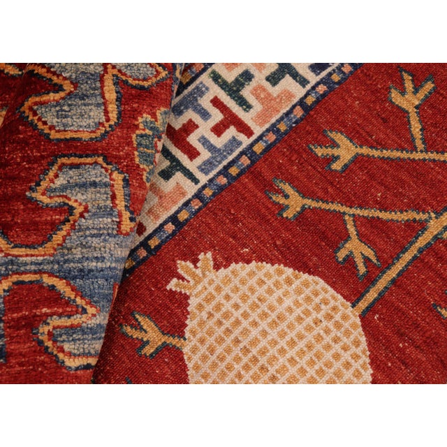 Red Shabby Chic Tribal Super Kazak Red/Blue Wool Rug - 6'10'' X 9'6'' For Sale - Image 8 of 10
