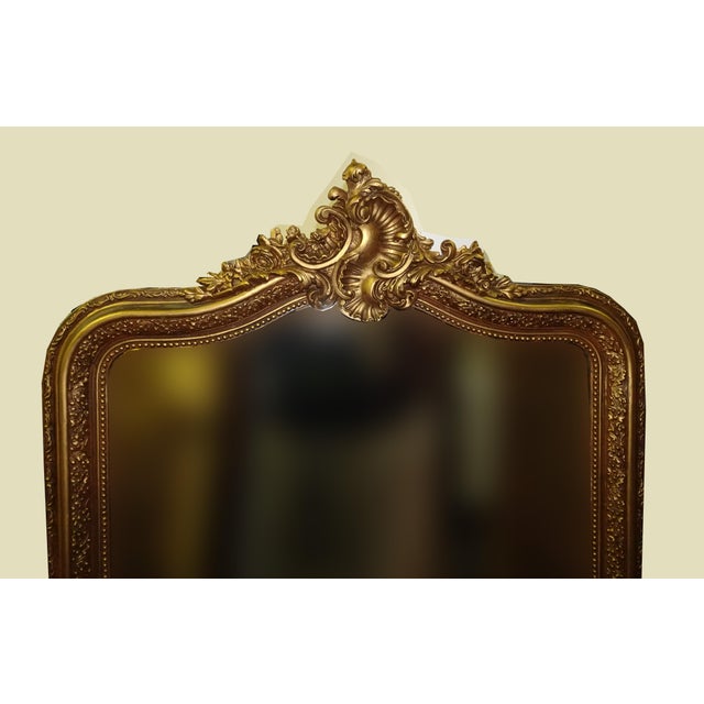 Antique French Louis XV Gold & Brown Wall Mantle Beveled Glass Mirror For Sale - Image 4 of 12