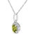 Contemporary 10K White Gold 5x3mm Green Peridot and Diamond Accent Halo Oval Shape 18" Pendant Necklace (I-J Color, I1-I2 Clarity) For Sale - Image 3 of 5
