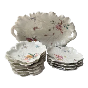 1970s Signed Haviland Limoges France Floral Pattern Dishes, 11 Pieces