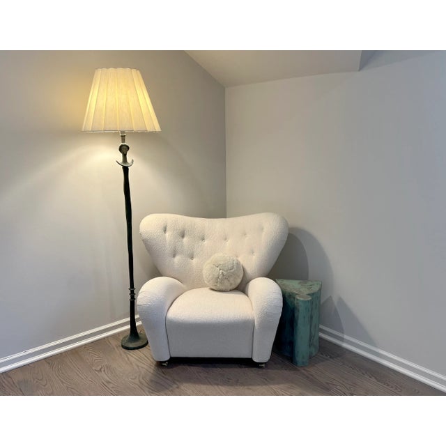 Bauhaus Flemming Lassen Tired Man Lounge Chair by Audo Copenhagen in Boucle For Sale - Image 3 of 10