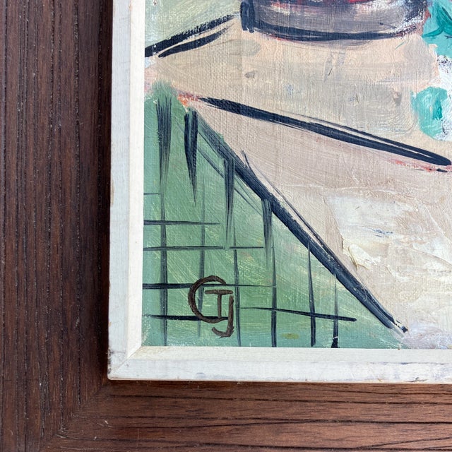 Original 20 x 26 painting on stretched canvas signed with monogram Overall size with original wood frame with raised...