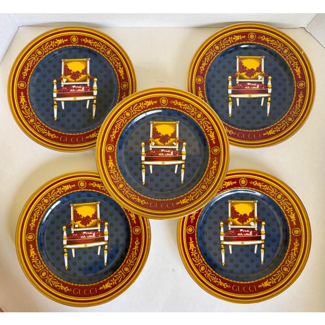 Gucci Vintage 1980s Gucci Porcellana Neoclassical Chair Decorative Plate For Sale - Image 4 of 13