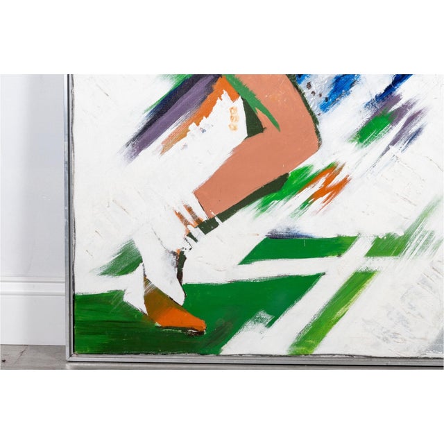 Contemporary Signed Contemporary Tennis Player, Mixed Media on Canvas For Sale - Image 3 of 6