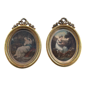 Mid 20th Century Thomas Burke After Angelika Kauffman Pair Oval Engravings in Gilt French Frames