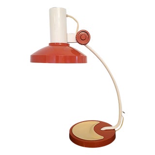 Mid-Century Table Lamp in Red & White, 1970s For Sale