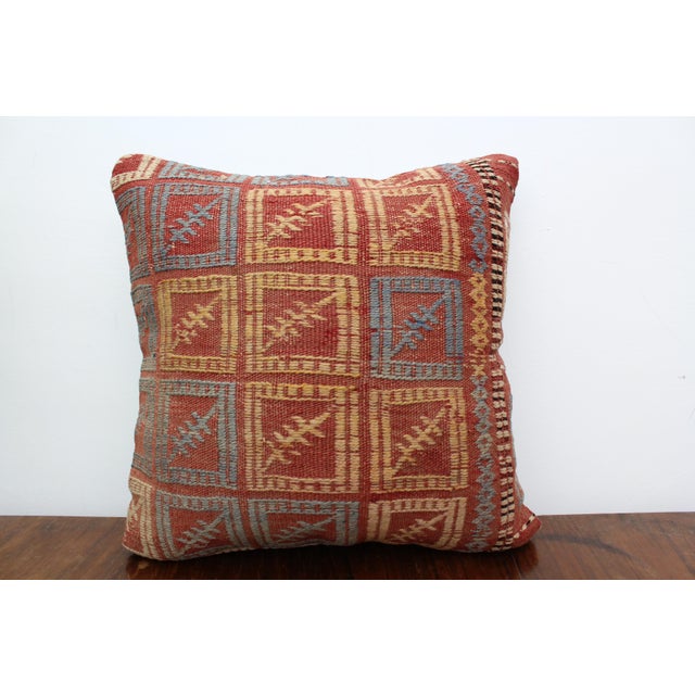 Salmon 4 Turkish Kilim Decorative Pillow Covers - 16"x16" For Sale - Image 8 of 13