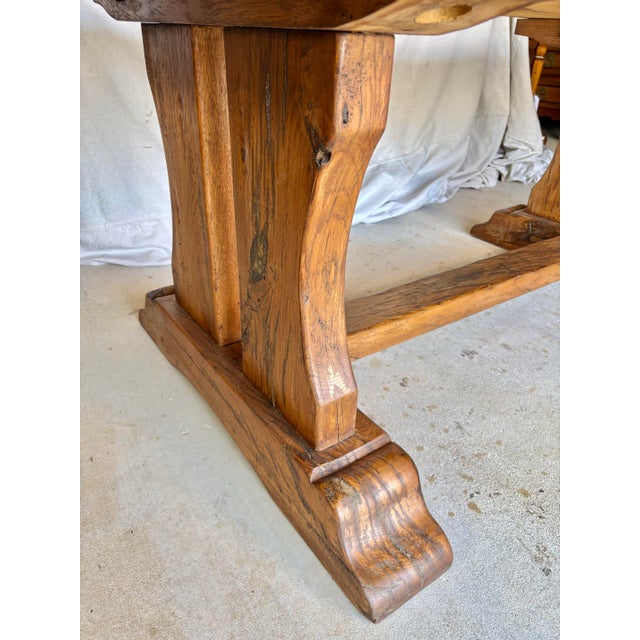 Brown Early 20th Century French Walnut Trestle Refectory Monastery Dining Table For Sale - Image 8 of 13