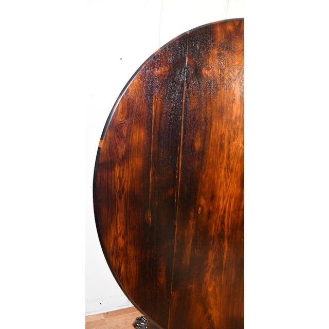 1840s Antique English Victorian Rosewood Tilt Top Table / Center Table For Sale - Image 4 of 17