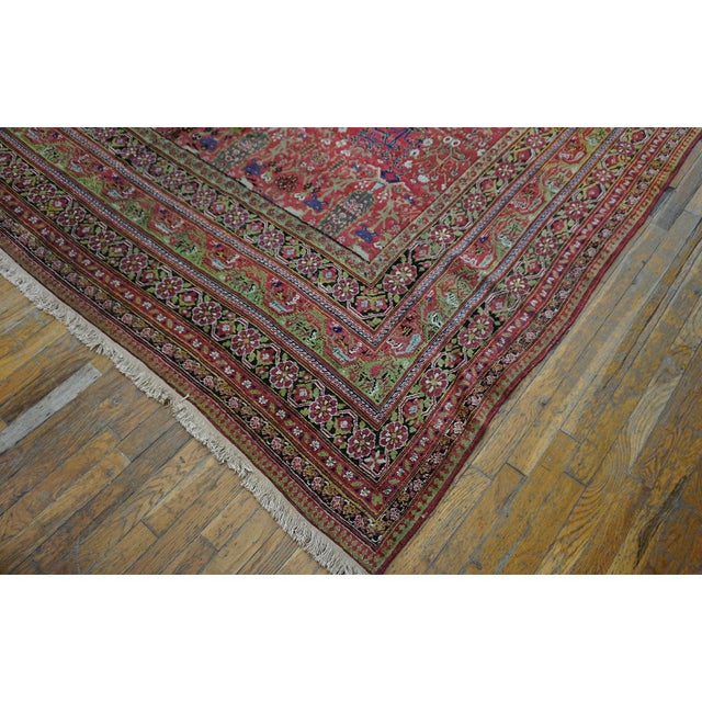Tribal 1850s Red Antique Large Cypress Tree Tribal Afshar Knotted Wool Gallery Rug For Sale - Image 3 of 9