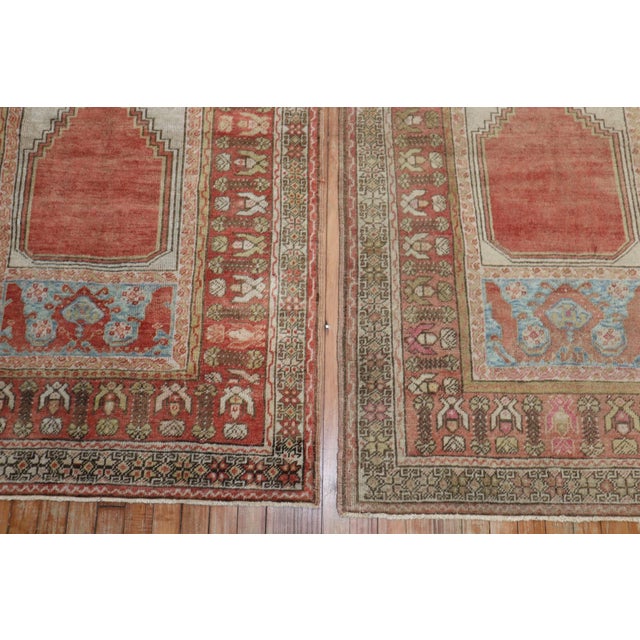 Early 20th Century Pair of Muted Turkish Prayer Rugs - 3'5" x 5'5" For Sale - Image 4 of 8