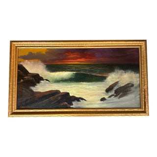 1960’s Original Impressionist Sunset Seascape Painting For Sale