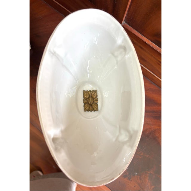 Gorgeous Antique Pair of Ferdinand Bing & Co. Tazze-(French-Early 20th C. With Gilt Accents and Floral Motif 6 1/4 In. H., 9 In. W., 5 1/2 In. D. For Sale - Image 4 of 12