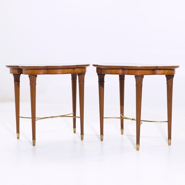 Mid-Century Modern Tommi Parzinger for Charak Mid Century Brass and Mahogany Side End Tables - Pair For Sale - Image 3 of 11