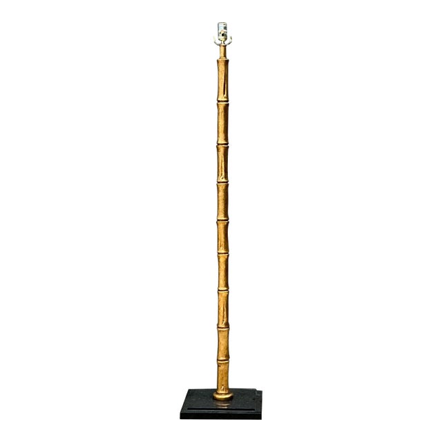 Vintage Gilt Bamboo Floor Lamp For Sale