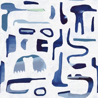 Canvas Wallpaper by Susan Hable in Santorini Blue For Sale