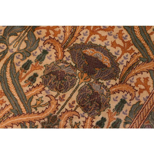 Shabby Chic Floral 1990's Pak-Persian Ivory/Green Wool Rug - 9'3'' X 12'3'' For Sale - Image 4 of 9