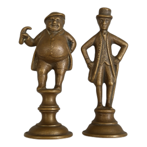Antique Victorian Brass Pipe Tampers — Mr. Pickwick & Top Hat Dandy Figurines