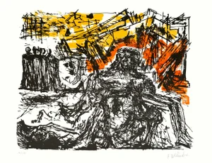 Untitled 1971 Lithograph by Fritz Wotruba From "Flight" Portfolio