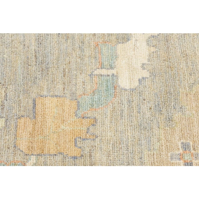 Modern Oushak Style Area Rug – Hand-Knotted Wool in Neutral Sage & Terracotta For Sale - Image 10 of 11