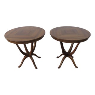 Mid Century Modern Large Round Side End Tables a Pair 6436a For Sale
