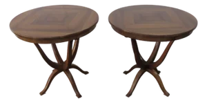 Mid Century Modern Large Round Side End Tables a Pair 6436a