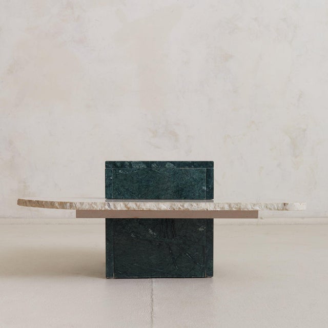 Italian Verde Marble + Limestone Side Table, 1970s For Sale In Chicago - Image 6 of 11