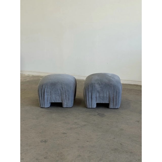 Late 20th Century Gathered Mid Century Modern Ottoman (Pair) For Sale - Image 4 of 12