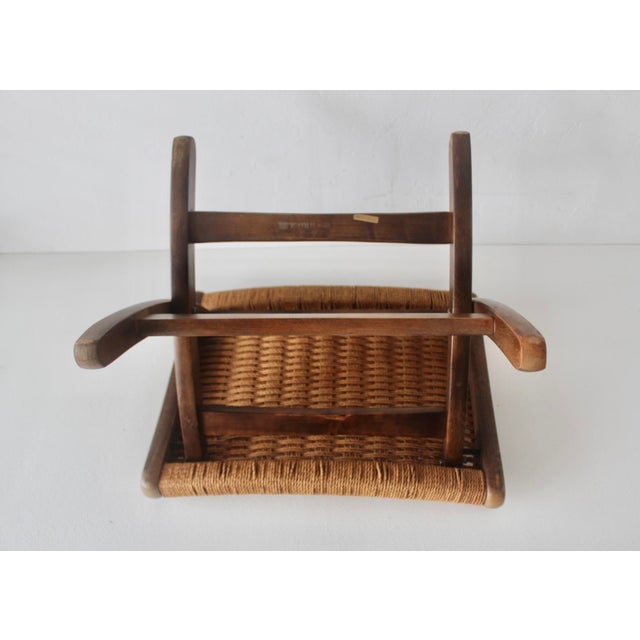 Mid-Century Danish Modern Hans Wegner Style Wood Rope Cord Folding Stool Ottoman For Sale - Image 14 of 18