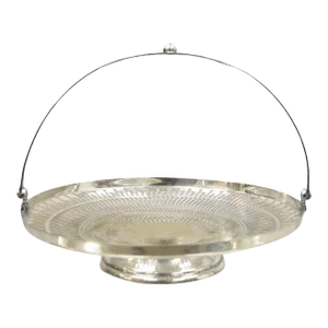 Mid 20th Century Apollo Sheffield Usa Silver Plated Nickel Silver Reticulated Basket With Handle