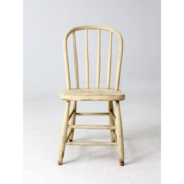 Antique Painted Bow Back Spindle Chair For Sale - Image 4 of 12