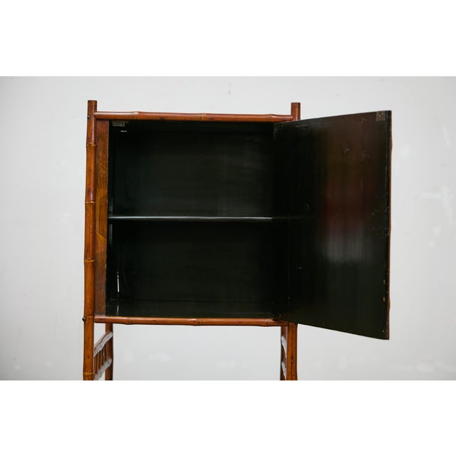 19th Century English Bamboo Cabinet with Parquetry Door and Shelves For Sale - Image 4 of 12
