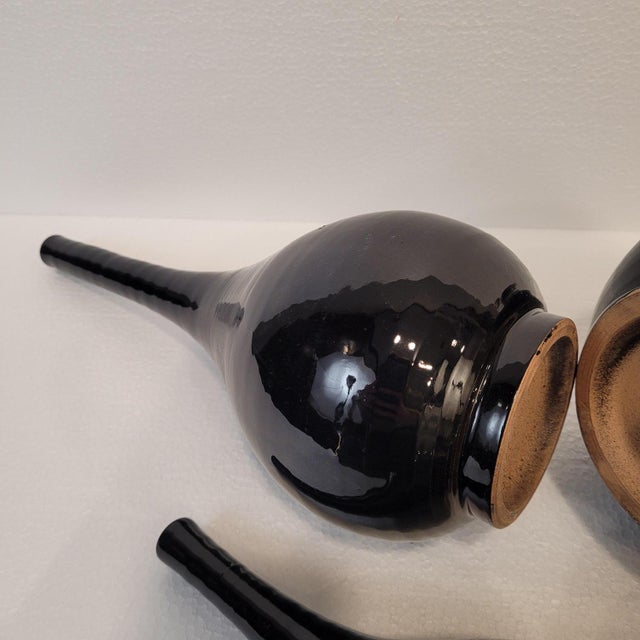 Black Vases in Glazed Ceramic, France, 1990s, Set of 4 For Sale - Image 13 of 18