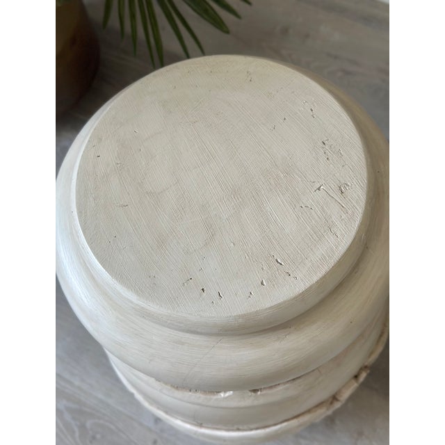 Antique Ornate Rustic French-Style Solid Wood Sculptural Floral Plant Stand Stool Side Table For Sale - Image 9 of 13