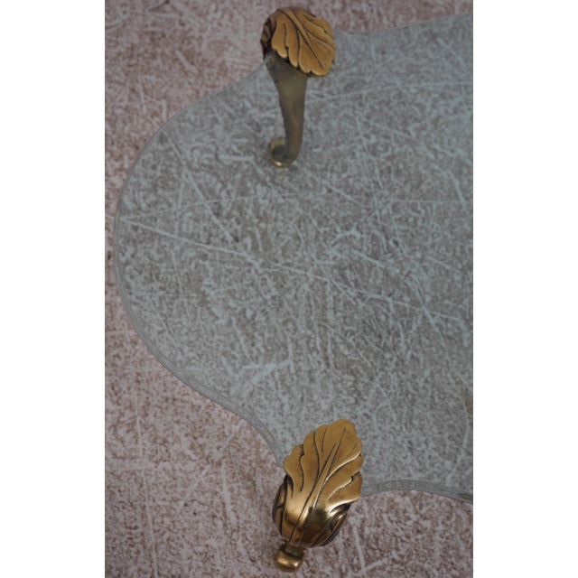 Metal Labarge Brass & Glass Scroll Foot Coffee Table For Sale - Image 7 of 12